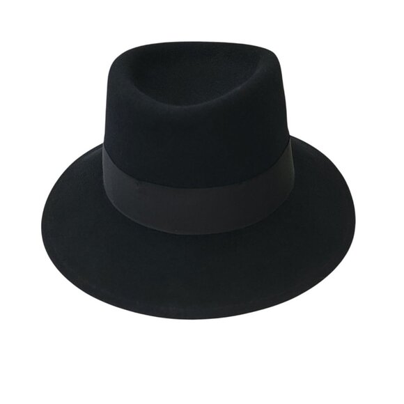Vintage ROCKEL Men's Black Felt Fedora Hat Hute Max Voigt W Germany Sz 7 (56cm)